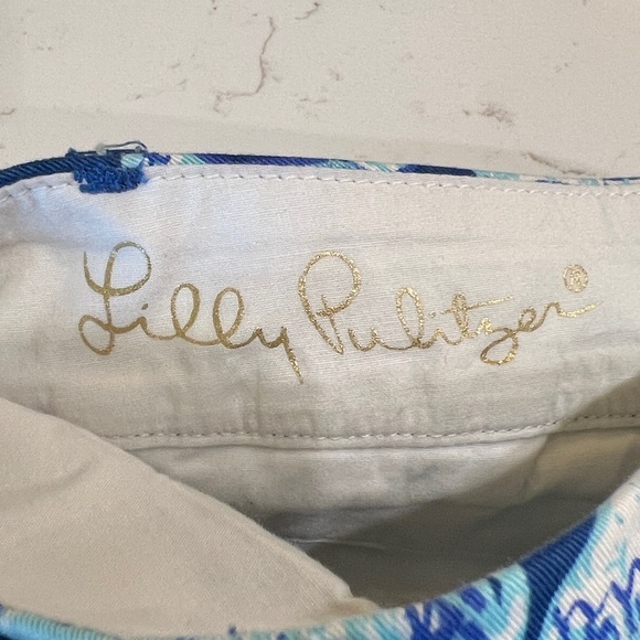 Lilly Pulitzer Jayne Stretch Shorts Deep Indigo Joy Ride Elephant Print - Picture 7 of 12